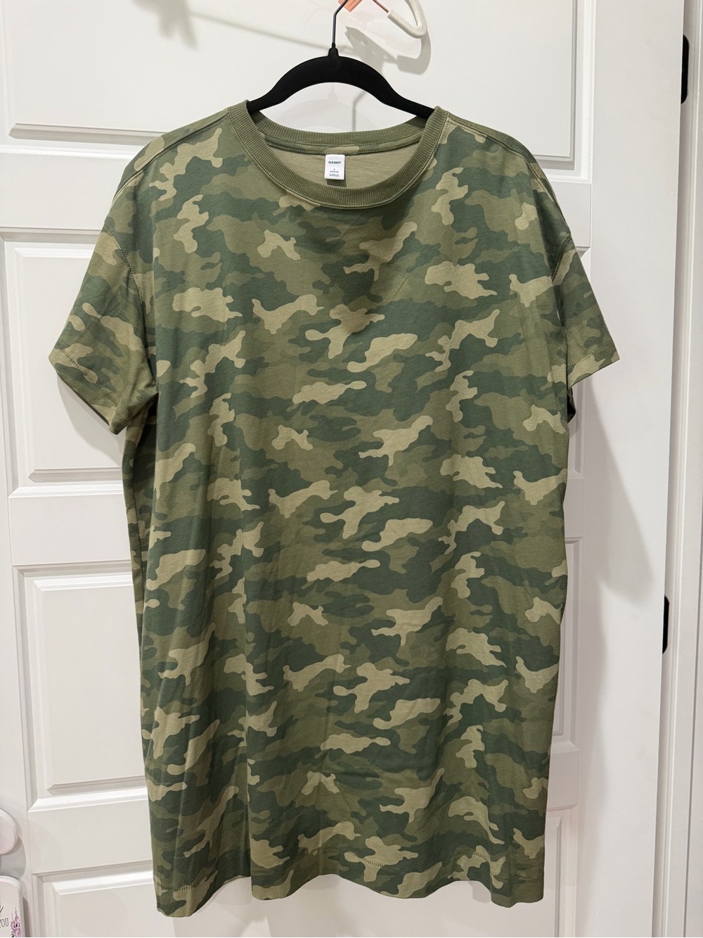 Camo Short-Sleeve Petite Tee Dress  - Olive Green